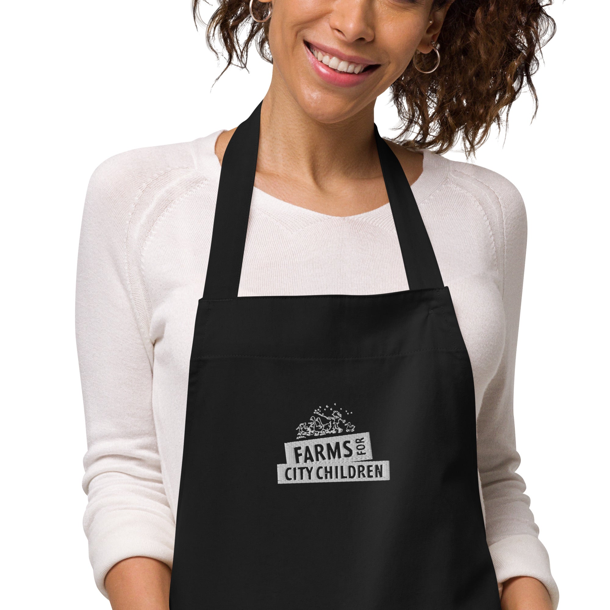 Apron with embroidered FFCC logo – Farms For City Children Shop